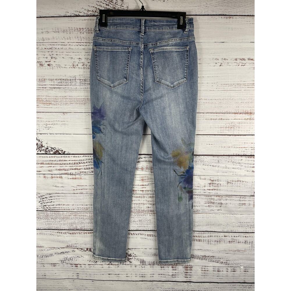 Frank Lyman Jeans Women's Size Small Petit Floral High Rise Skinny Stretch Blue - Picture 9 of 10